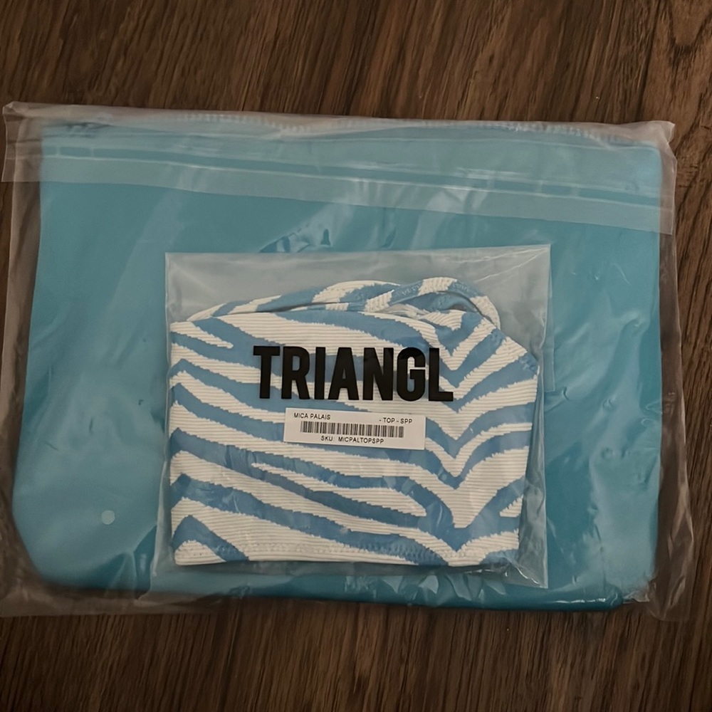 blue zebra mica triangl bikini nwt
